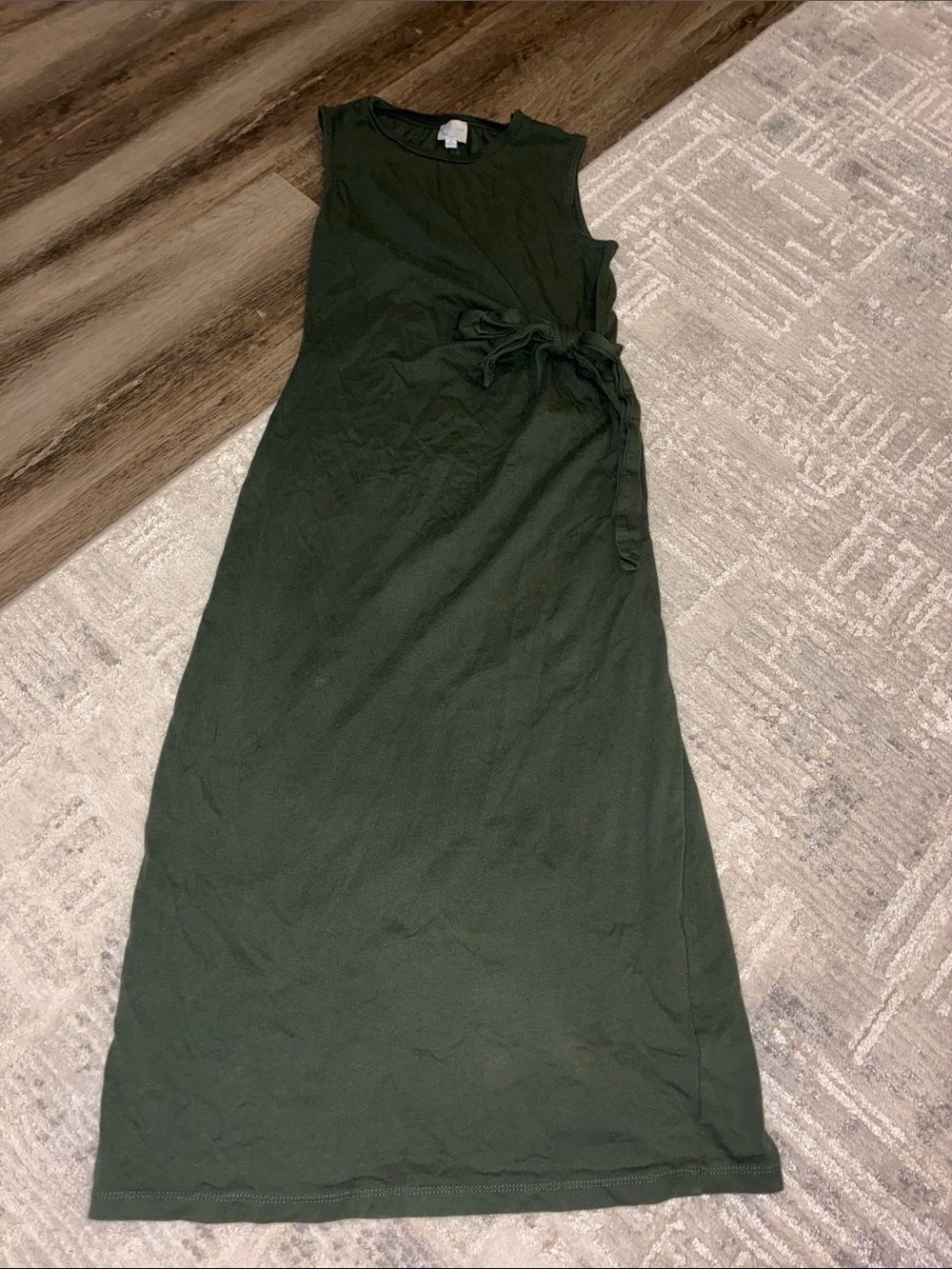 Blue Rain Olive Green Sleeveless Tie-Waist Maxi Dress